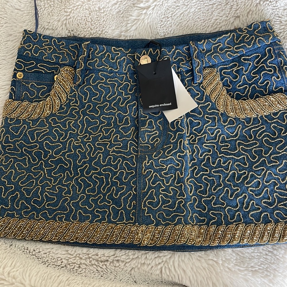 Retrofete Sequence 3 piece jean skirt, jacket and bra - Picture 2 of 4